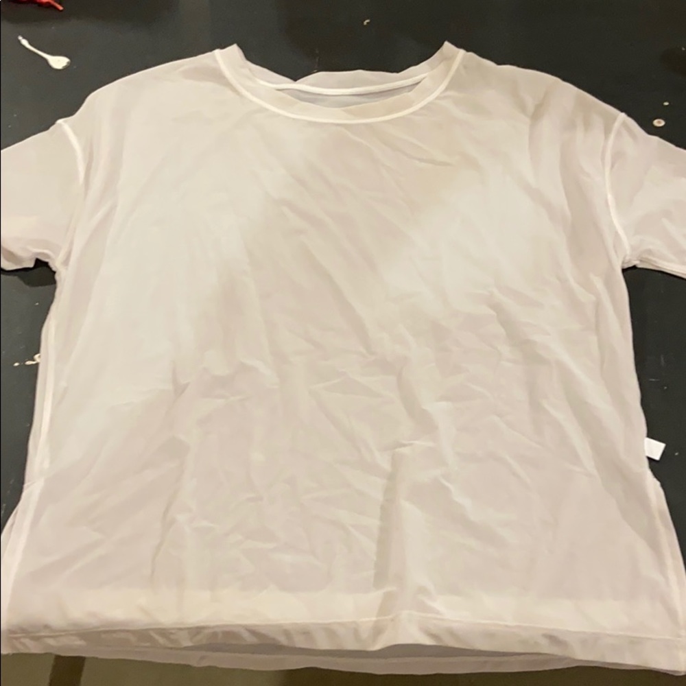 Lululemon silver/white sheer top